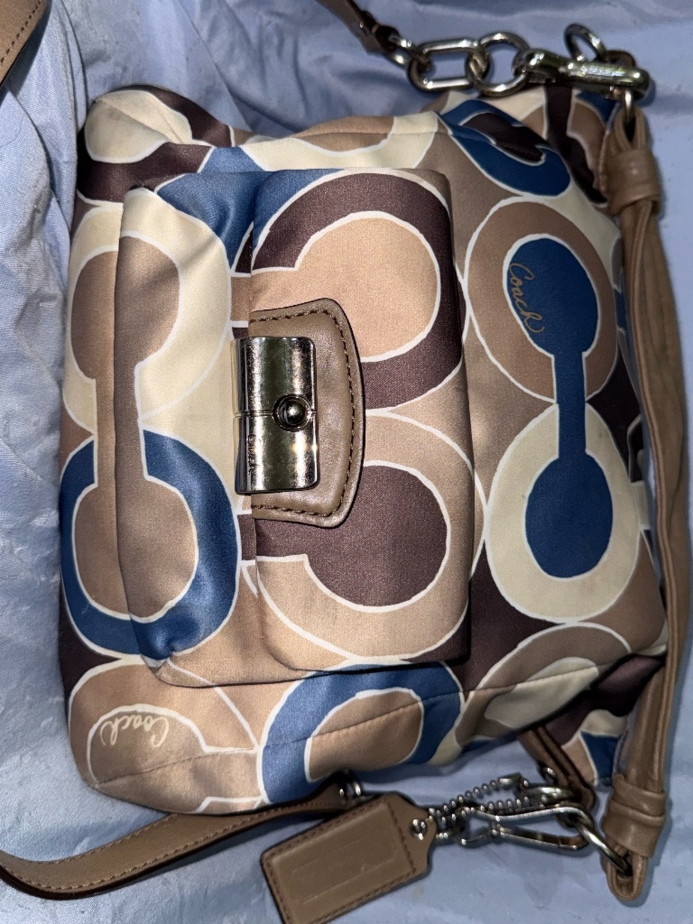 Coach Signature Satin Carly Hobo Shoulder Bag